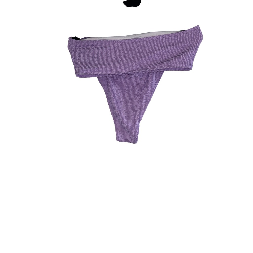 Women S High Waisted Bikini Bottoms Lavender Textured‎ Swimwear Size M